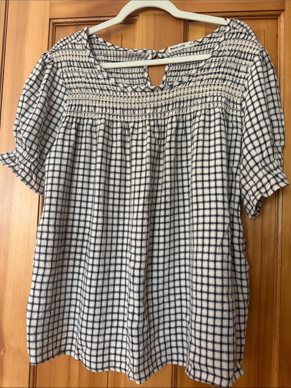 Marine Layer Black and White Smocked Grid Tunic
